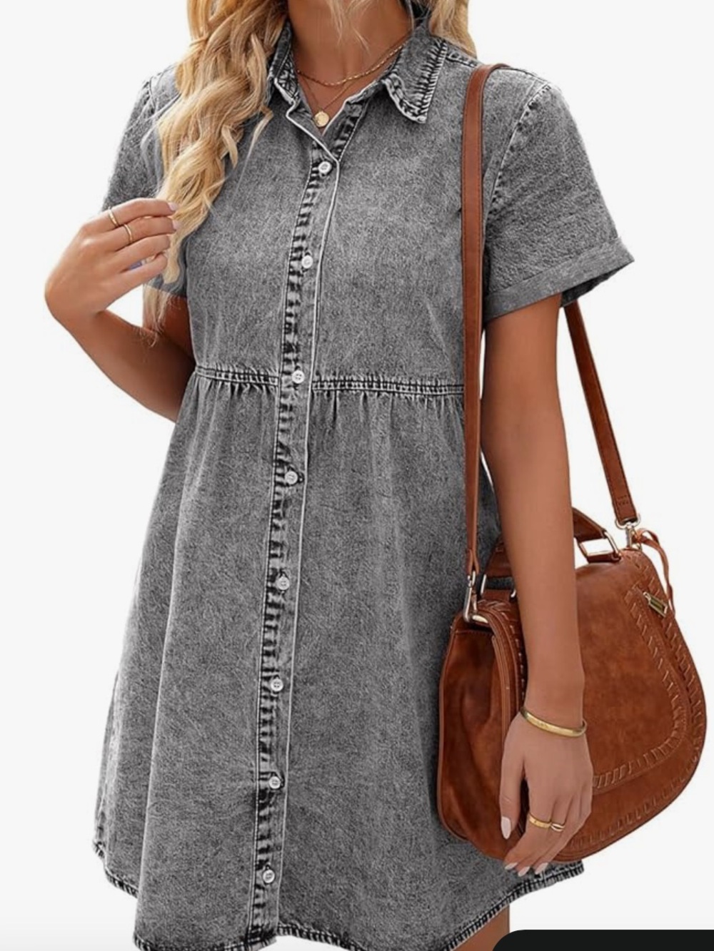 Grey Washed Button-Front Shirt